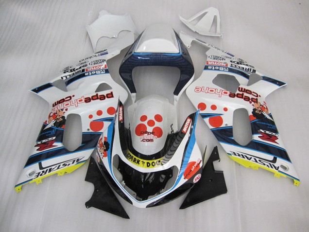 Blanco Azul Oscuro Dog Carenado Suzuki GSXR 600 K1 K2 K3 01-03