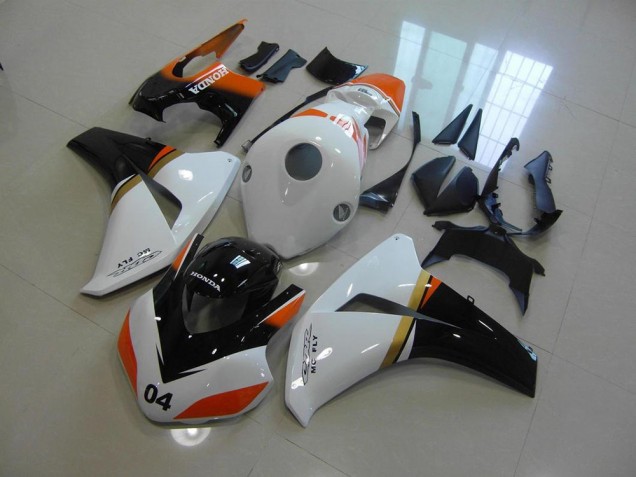 Blanco & Negro & Naranja Carrera Carenado Honda CBR 1000 RR 08-11