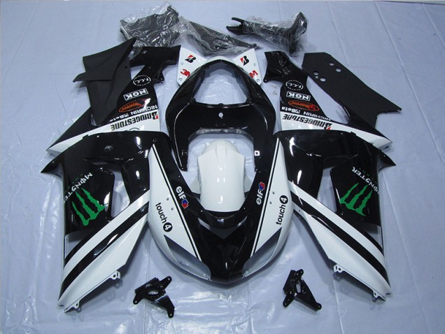 Negro Blanco Monster Touch4 Carenado Kawasaki ZX6R 07-08