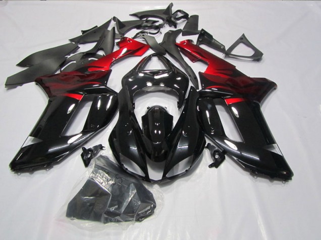 Negro Rojo Carenado Kawasaki ZX6R 07-08